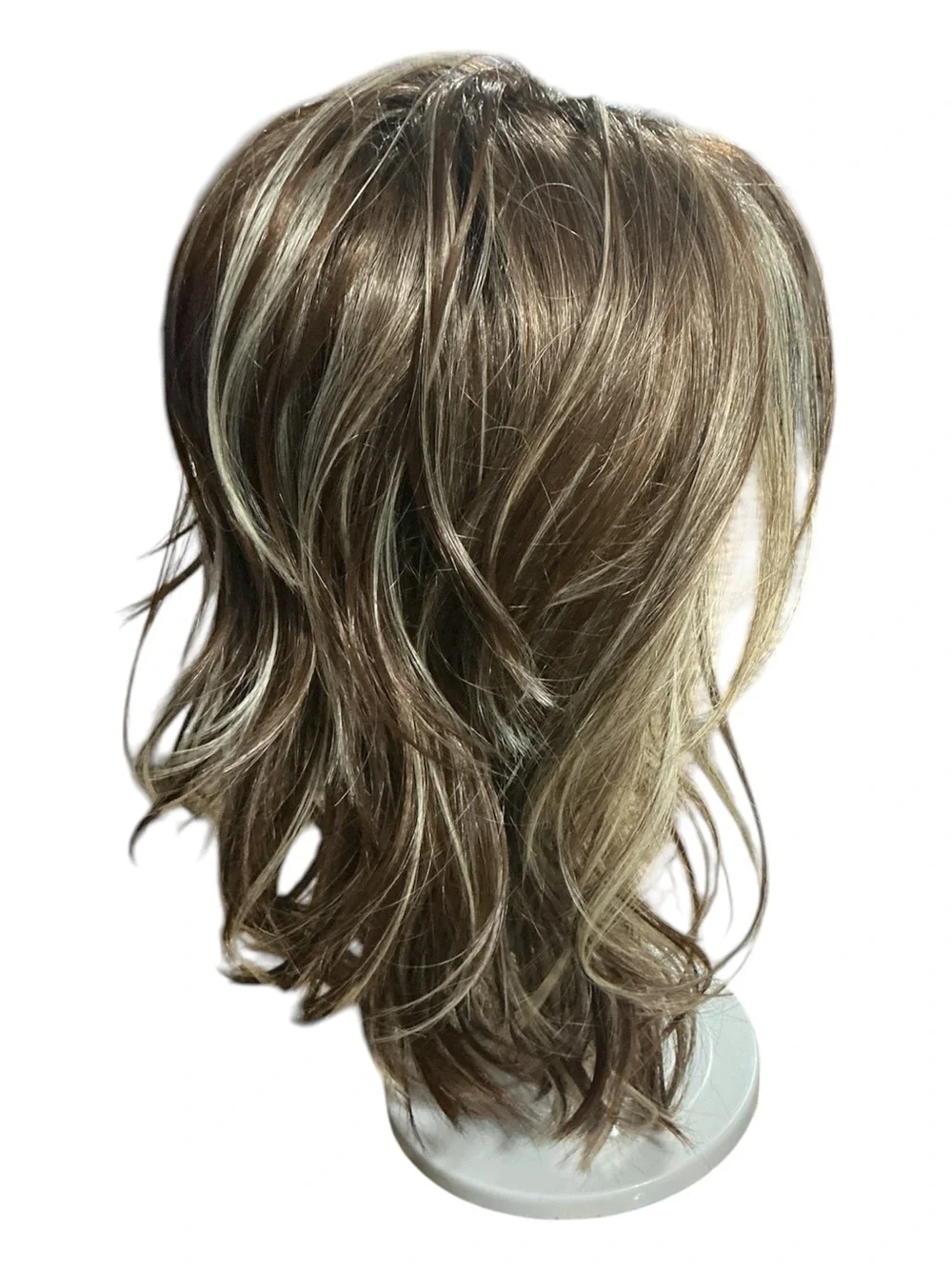 Rene of Paris Natural Layered Women's Wig in Light Brown with Blonde Highlights.